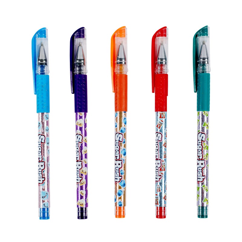 Scentos Sugar Rush Colored Gel Pens for Kids - Candy Scented Pens - Medium Point Gel Pens for Coloring - For Ages 4 and Up - 5 Count (Glitter) - Image 1